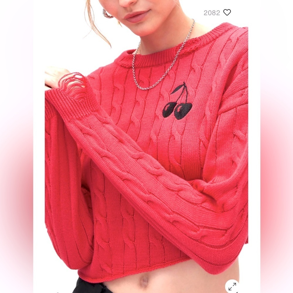 BDG Urban Outfitters Emmett Cable Knit Asymmetric Pullover Sweater Size Medium - Picture 3 of 12